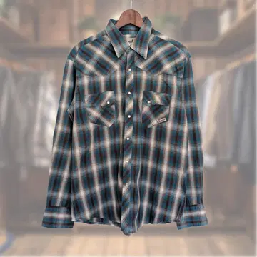 90s Wrangler Wrancher 웨스턴 옴브레 긴팔 셔츠