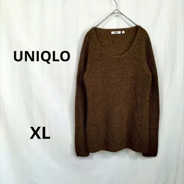 유니클로 스웨터 니트 XL 브라운 블랙 크루넥 빅 사이즈