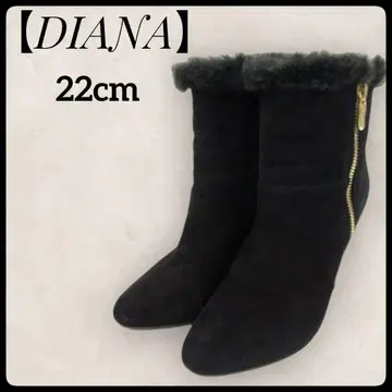 DIANA 스웨이드 퍼 포함 숏부츠 22cm 핑힐