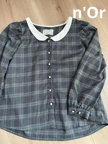 n'Or 그레이 계열 체크 긴팔 셔츠