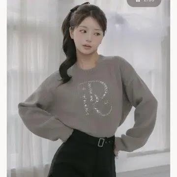 DR 비쥬 볼륨 리브 니트탑