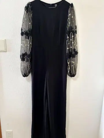 SHEIN 블랙 레이스 소매 팬츠 드레스 S