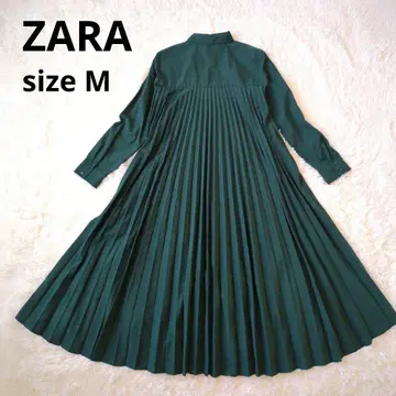 ZARA 자라 백 플리츠 원피스 루즈핏 그린 M