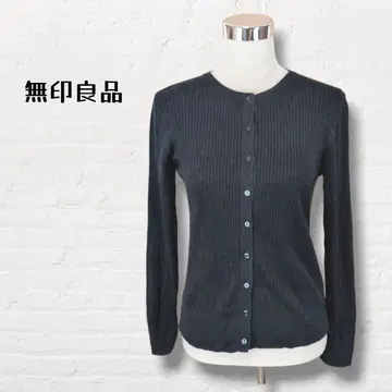 무인양품 MUJI 실크 혼방 리브 니트 가디건 [ L ] 블랙