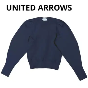 UNITED ARROWS 퍼프 슬리브 리브 니트 네이비