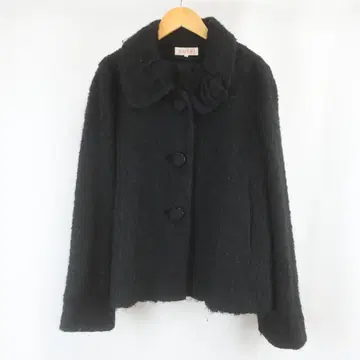 YUKI TORII 울 모헤어 장미 와이드 실루엣 숏 코트