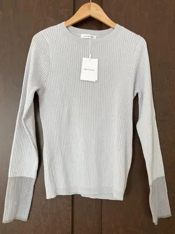 natural couture 소매 시어 리브 니트 그레이 FREE 사이즈