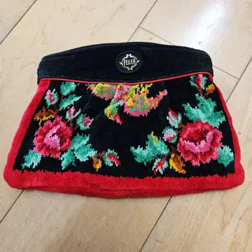 FEILER 플라워 자수 파우치 약 22cm x 13cm