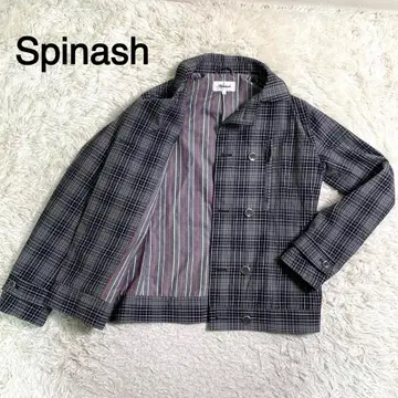 spinash 그레이 컬러 체크 무늬 더블 버튼 자켓