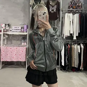 PUMA 푸마 트랙 자켓 메탈릭 실버 오렌지 y2k