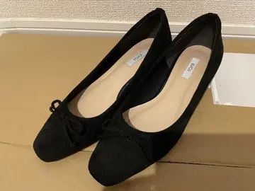 블랙 스웨이드 리본 펌프스 23.0cm