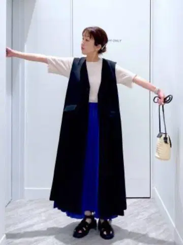 글로벌 워크 린넨 라이크 베스트 원피스 2way 블랙