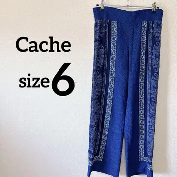 새상품급 Cache [6] 와이드 팬츠 블루 파랑 페이즐리 무늬 캐주얼