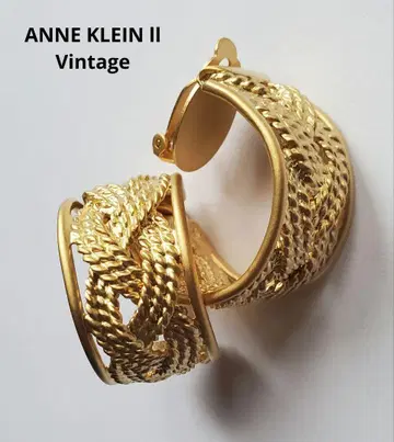 빈티지 ANNE KLEIN ll 매트 골드 후프 귀걸이