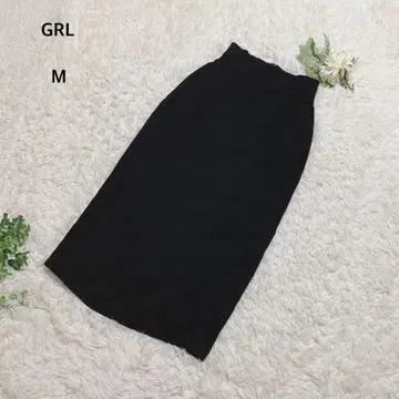 그레일 타이트 스커트 롱 기장 심플 무지 백 슬릿 M 블랙