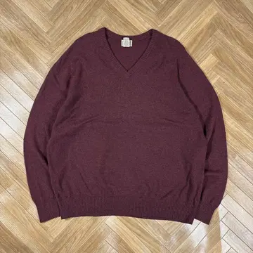 엘엘빈 V넥 스웨터 라무 울 니트 llbean 와인 레드