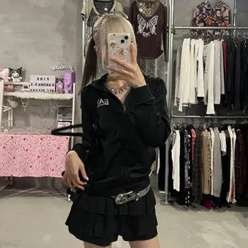 ARMANI 아르마니 트랙 자켓 짧은 기장 로고 블랙 y2k