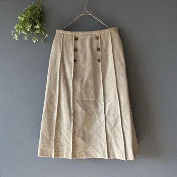 뱀부 로드 [S] 고급 내추럴 슬림 울 100 종아리 기장 플레어 스커트