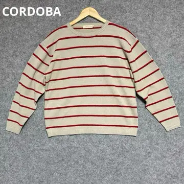 CORDOBA 베이지와 빨간색 스트라이프 니트 스웨터