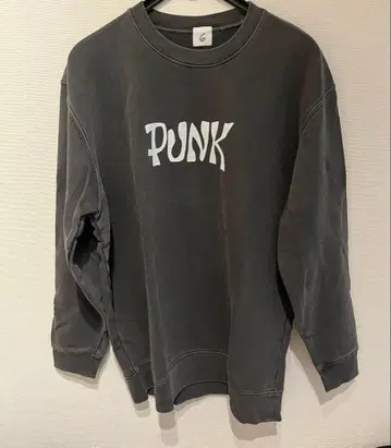 인기 6(ROKU) PUNK 프린트 그레이 맨투맨