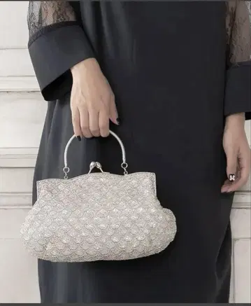 스팽글 비즈 장식 가마구치 파티 백