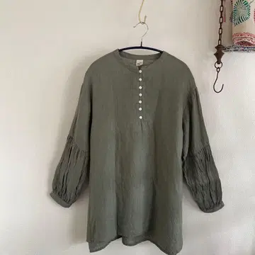 08mab 린넨 100% 퍼프 슬리브 블라우스