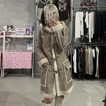 퍼 더플 코트 y2k 헤이세이 빅 포켓 페어리 그런지
