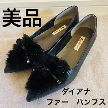 DIANA 블랙 퍼(fur) 포함 펌프스 23.5cm