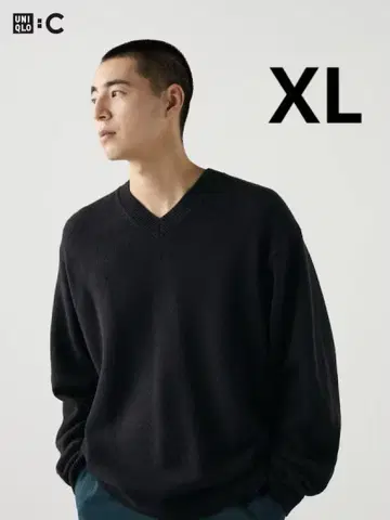 UNIQLO C 2024AW 릴랙스 V넥 스웨터 블랙 XL