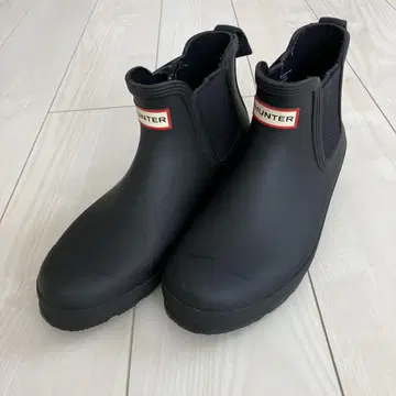 HUNTER 블랙 레인 신발 사이드 고어