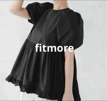 fitmore 백 오픈 밑단 프릴 페플럼 블라우스