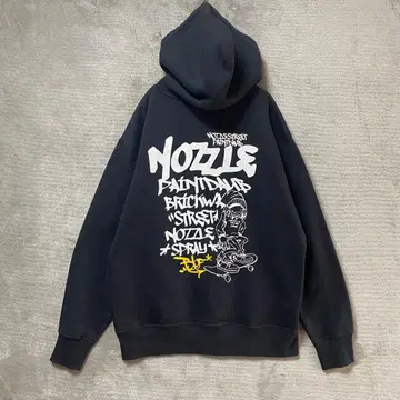 OBLO x NOZZLE STREET 그래픽 후드티 L 블랙