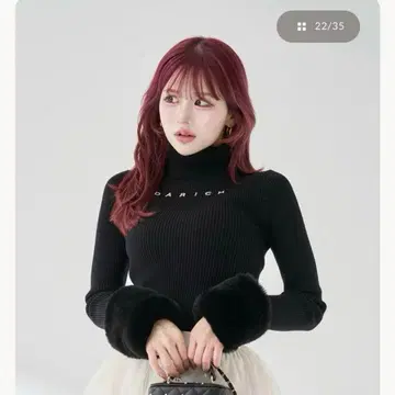 다리치 스무스 퍼 리브 니트탑 BLK