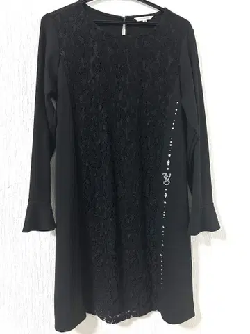 VALENZA 40 블랙 레이스 비쥬 튜닉 긴팔