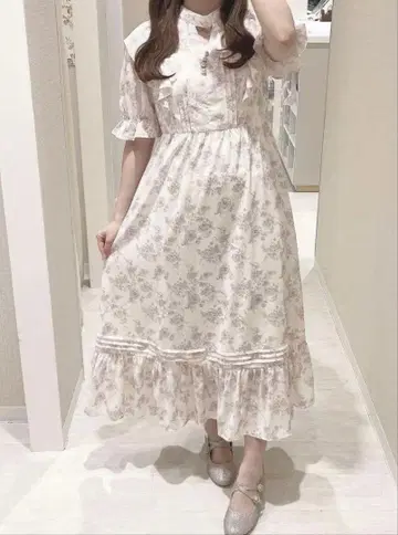 evelyn 오리지널 꽃무늬 프릴 OP 롱 원피스