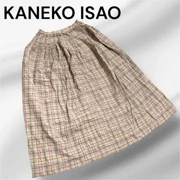 KANEKO ISAO 카네코 이사오 체크 무늬 롱 스커트 맥시 길이