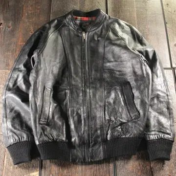 구제 의류 60-70s 천연 가죽 라이더 가죽 자켓 블랙 LL 블랙