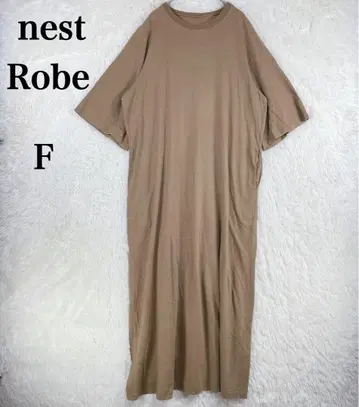 네스트로브 브라운 본체 코튼 100% 롱 원피스 일본제 F
