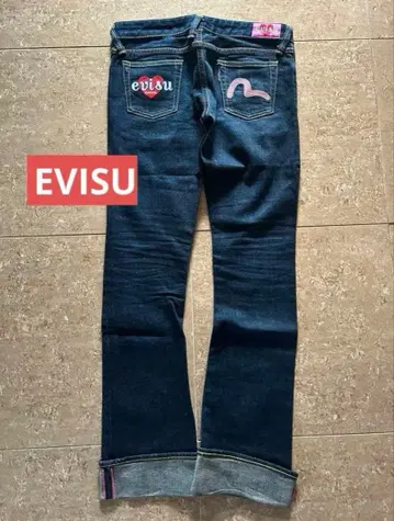새상품급 EVISU 하트 자수 핑크 갈매기 데님 청바지