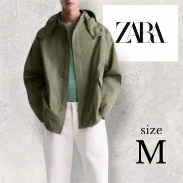 ZARA 자라 남성용 마운틴 파카 아우터 후드 카키 M