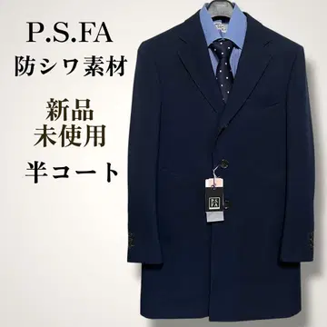 새상품 미사용 P.S.FA 하프 코트 네이비 스트레치 보온 방주름 소재