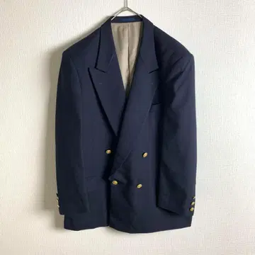 테일러드 자켓 네이비 골드 버튼 더블 울 남성용 구제 의류