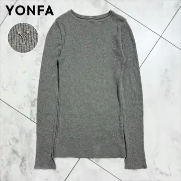 YONFA 그레이 리브 니트 긴팔 깔끔한 티셔츠