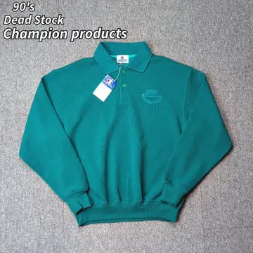 새상품급 데드스탁 90s 챔피온 긴팔 피케 셔츠 터콰이즈 자수