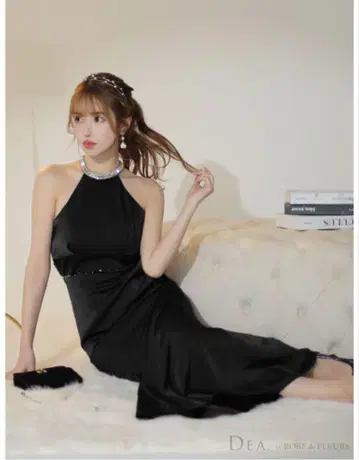 로브 드 플뢰르 롱 드레스 L 블랙