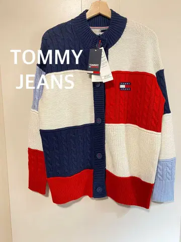 택 포함 새상품 TOMMY JEANS 타미힐피거 블록 가디건 S