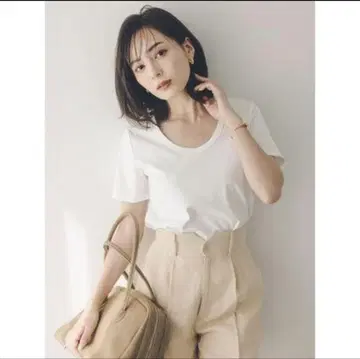 아뉴앙스 anuans 실크 터치 코튼 U넥 T (WHITE)