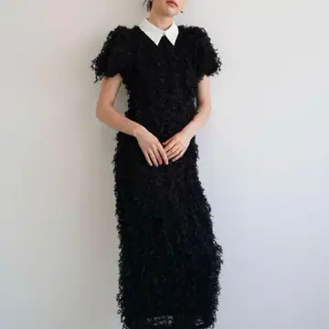 ACKA lame fringe puff dress
