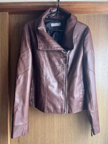 브라운 가죽 더블 라이더 자켓