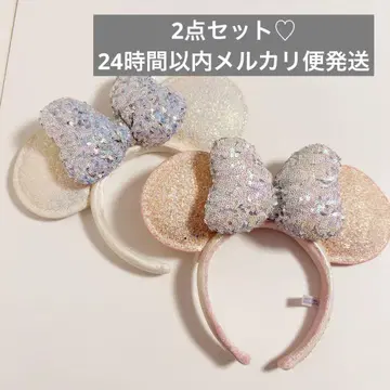 도쿄디즈니씨 20주년 머리띠 화이트 핑크 라메